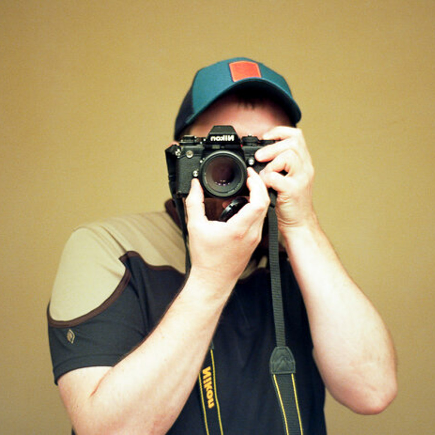 self-portrait using the Nikon F3 35mm film SLR camera