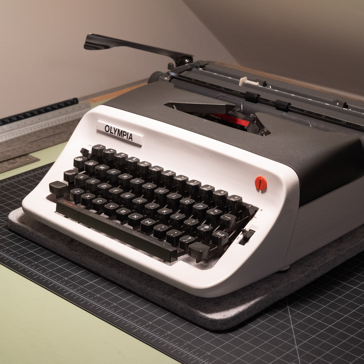 Olympia B12 typewriter on drafting table